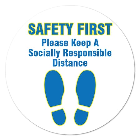 SIGNMISSION Safety First Social Distancing Non-Slip Floor Graphic, 12PK, 11 in L, 11 in H, FD-C-11-12PK-99996 FD-C-11-12PK-99996